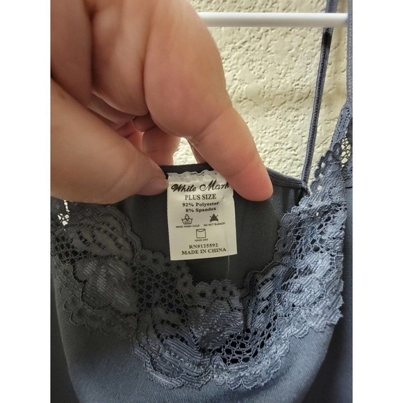 NWT White Mark Charcoal Cami Top with Lace Detail Plus Size - Picture 2 of 5